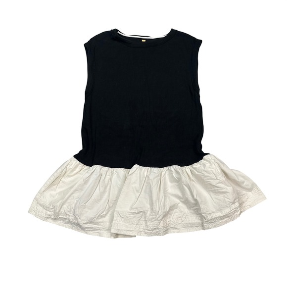 Free People Dresses & Skirts - Free People Black White Mixed Media Ribbed Peplum Mini Dress Tunic Womens Medium
